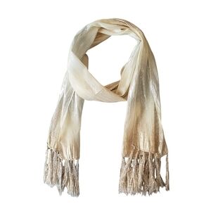 Vintage Echo Cream Gold Silver Lurex Narrow Evening Scarf